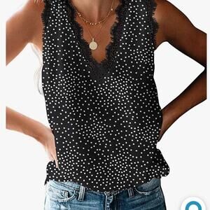 Viishow V-neck Sleeveless Blouse Womens Small Black White Lace